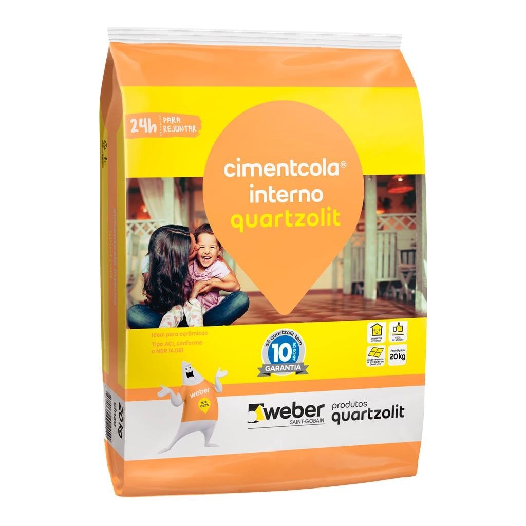 Argamassa AC1 - Cimentcola Int Cinza 20kg Pl - Quartzolit