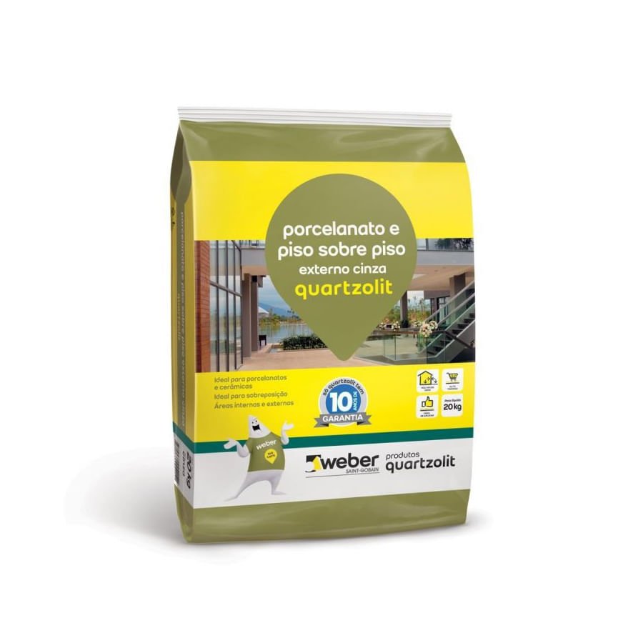 Argamassa Porc e Piso Piso Ext Cinza 20kg Pl - Quartzolit