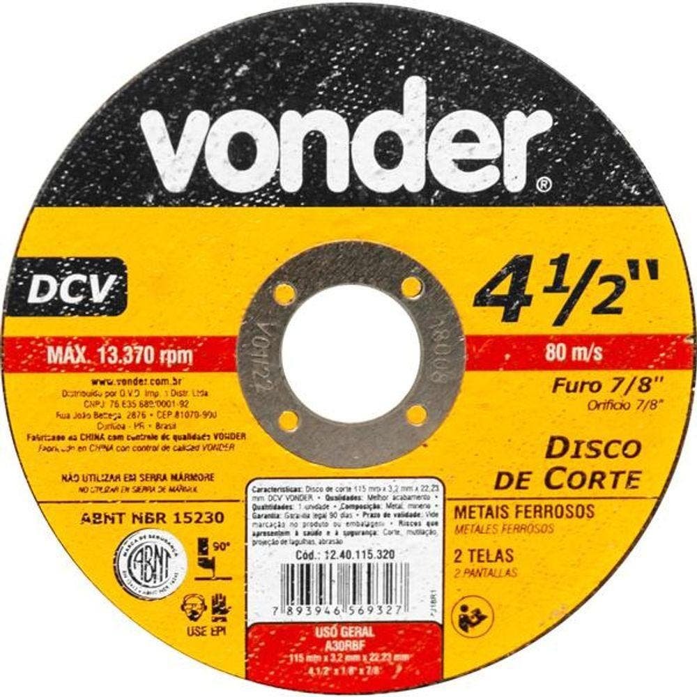 Disco Corte 115,0x3,2x22,23 Dcv Vonder